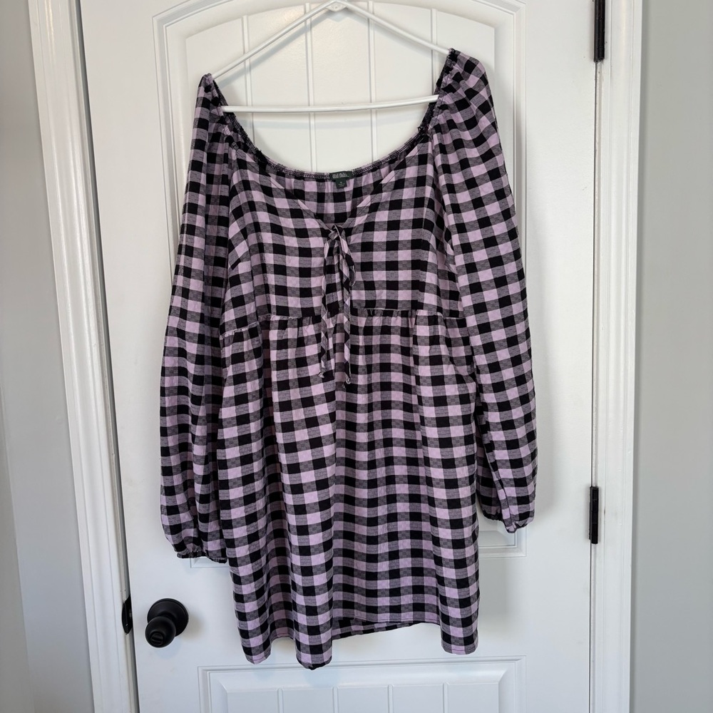 Wild Fable Women's Lavender & Black Plaid Long Sleeve Dress Size XL